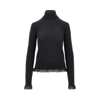 merino wool sweater with lace trimming