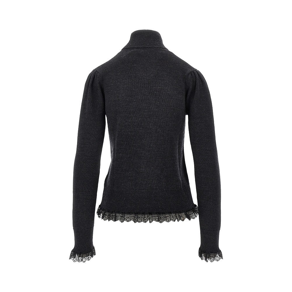 merino wool sweater with lace trimming