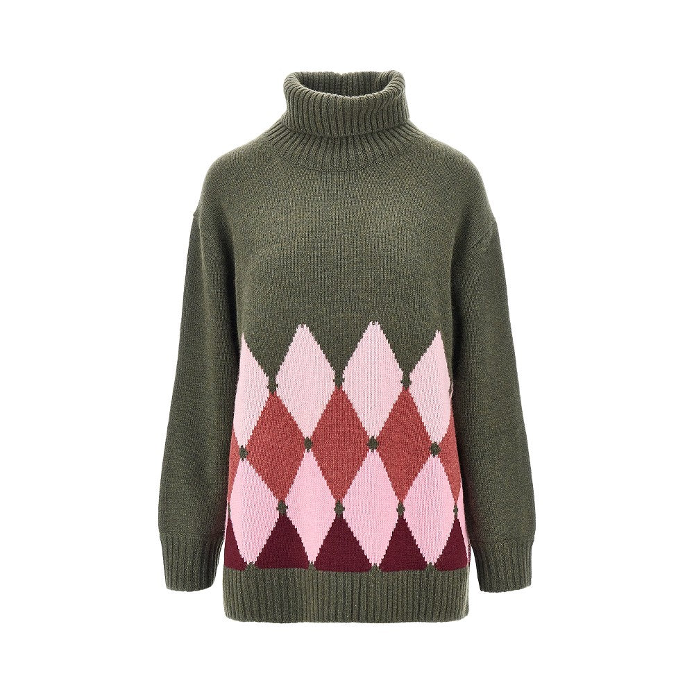 lozenge cashmere turtleneck sweater
