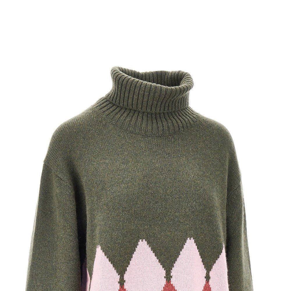 lozenge cashmere turtleneck sweater