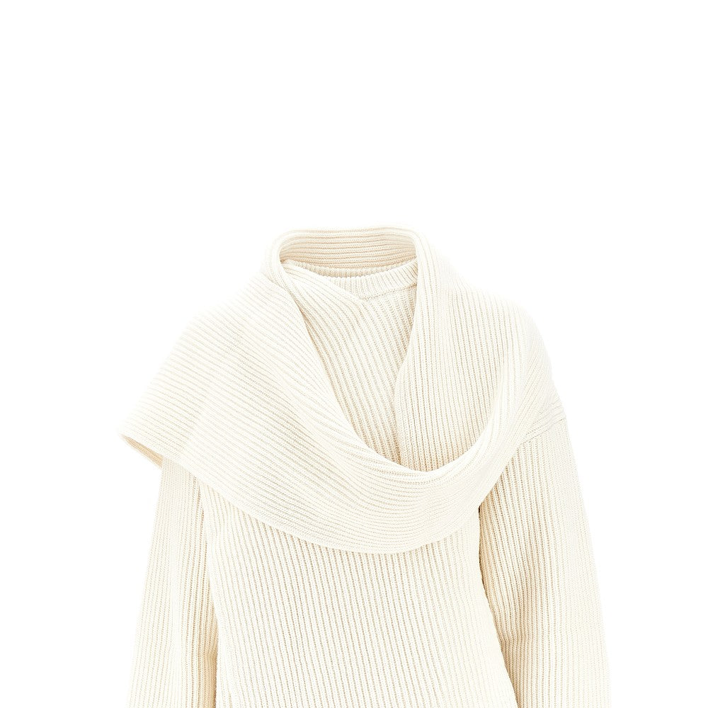 JIL SANDER 38 wool sweater with scarf detail