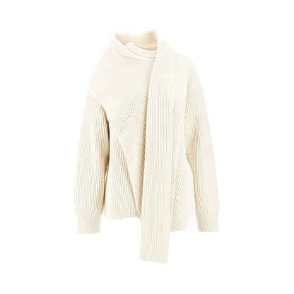 JIL SANDER 38 wool sweater with scarf detail