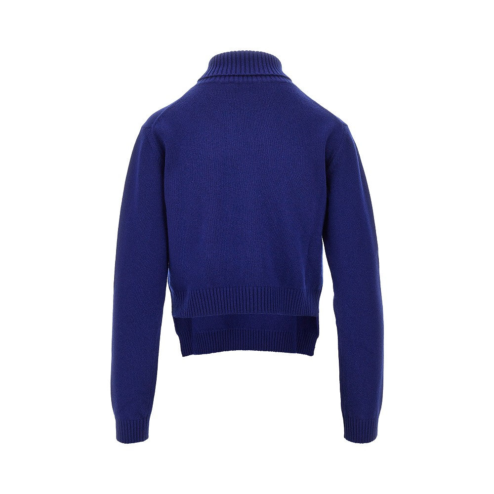 split collar wool sweater