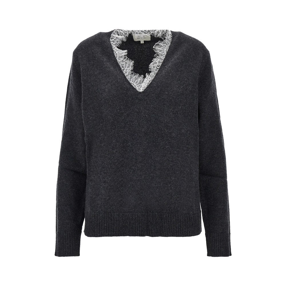 LOULOU DE SAISON S leyla sweater with lace trim