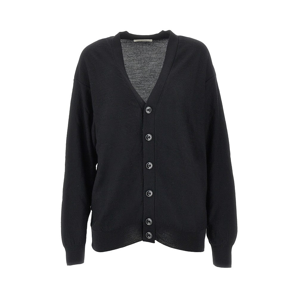 wool-blend twisted cardigan