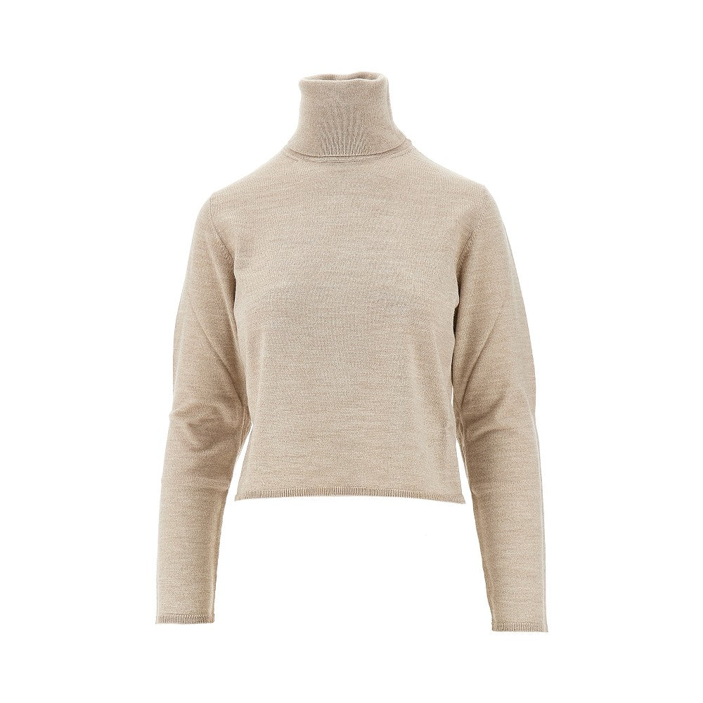 MM6 S wool turtleneck sweater with leather patches