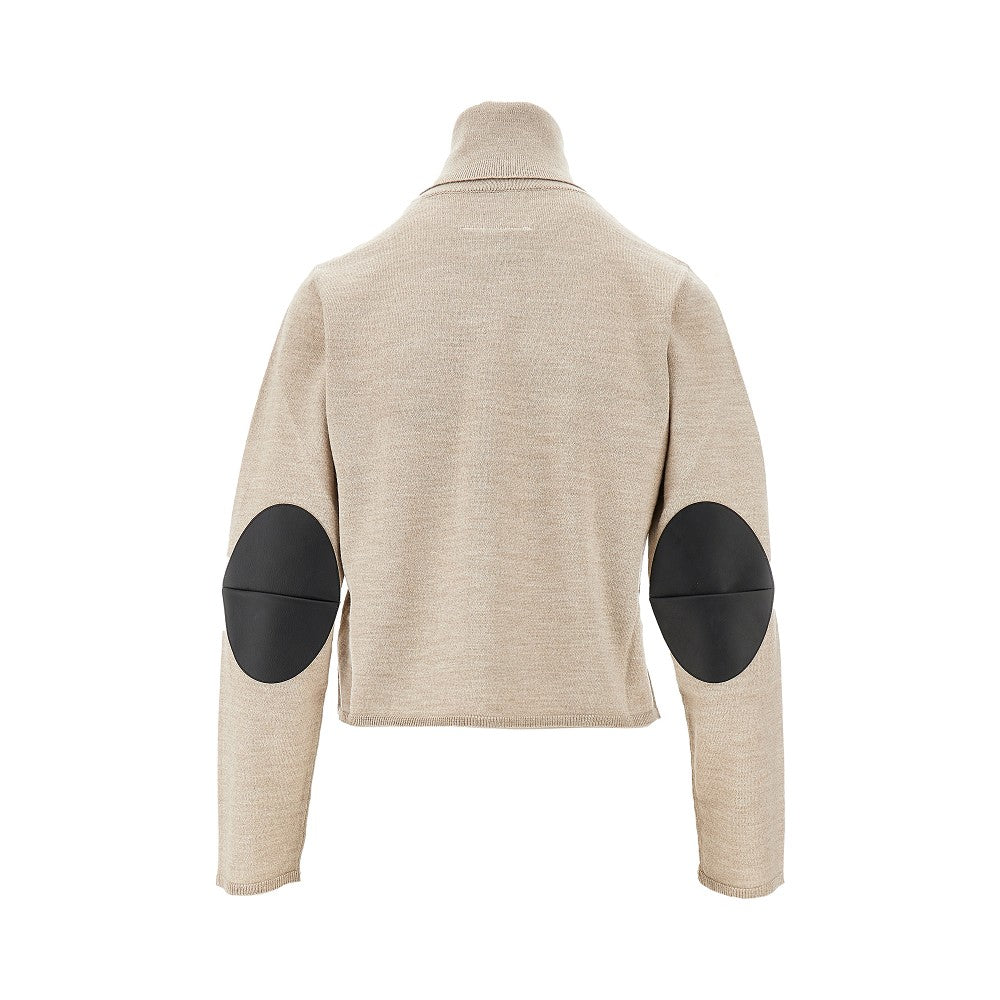 MM6 S wool turtleneck sweater with leather patches
