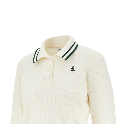 SPORTY AND RICH S src cable knit polo