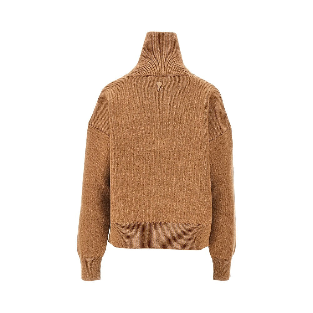 buttoned high-neck wool sweater