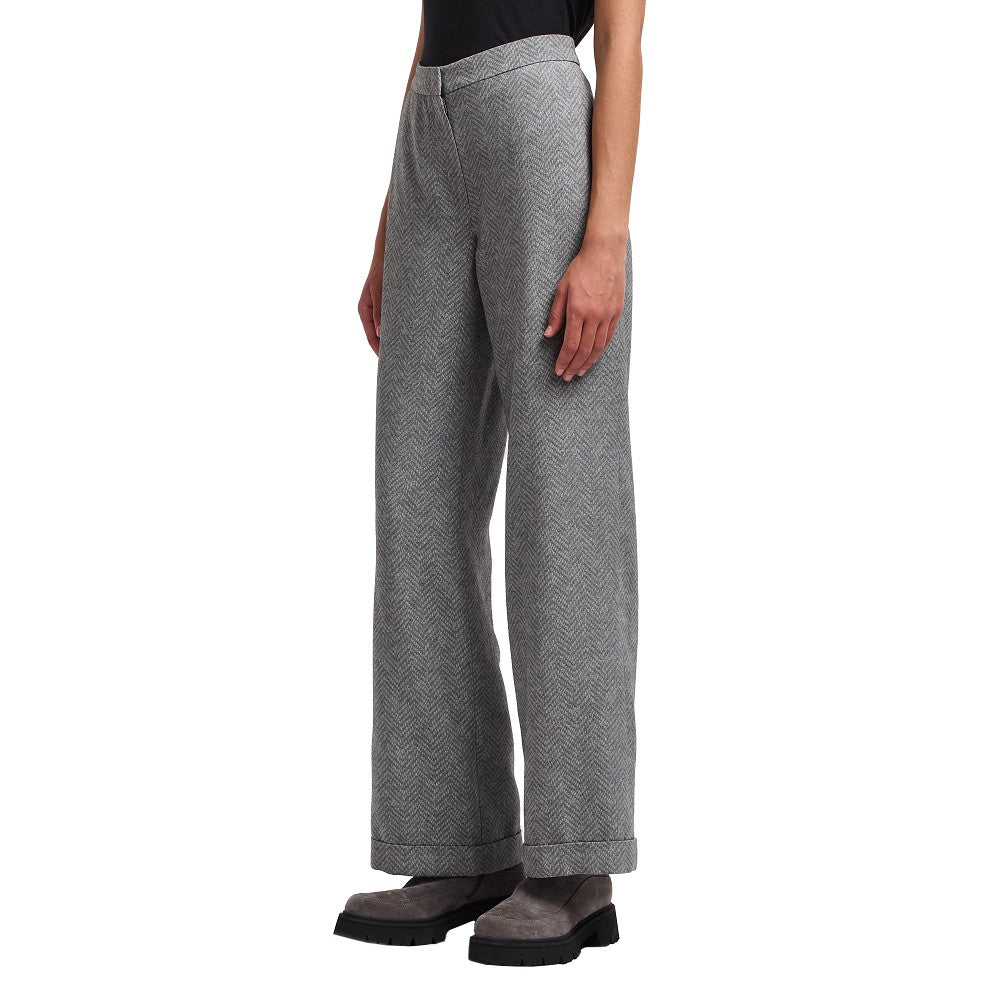 EMPORIO ARMANI 46 chevron viscose-blend pants