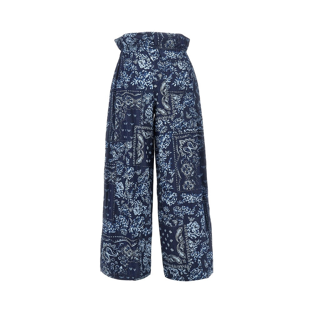 bandana print chambray pants