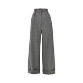 EMPORIO ARMANI 44 pleated wool pants with turned-up hem