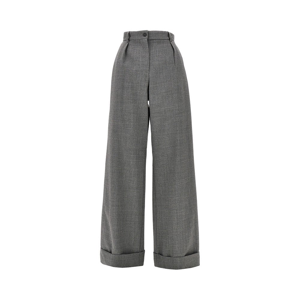 EMPORIO ARMANI 44 pleated wool pants with turned-up hem