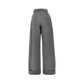 EMPORIO ARMANI 44 pleated wool pants with turned-up hem