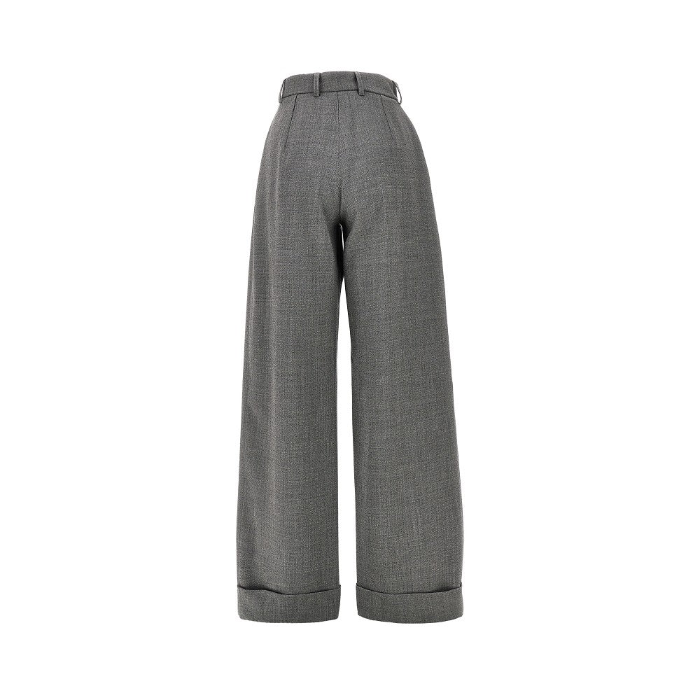 EMPORIO ARMANI 44 pleated wool pants with turned-up hem