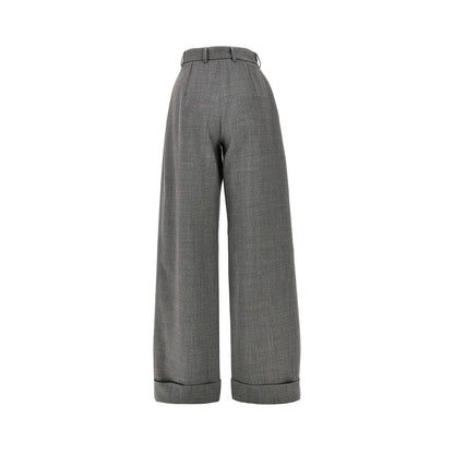 EMPORIO ARMANI 44 pleated wool pants with turned-up hem