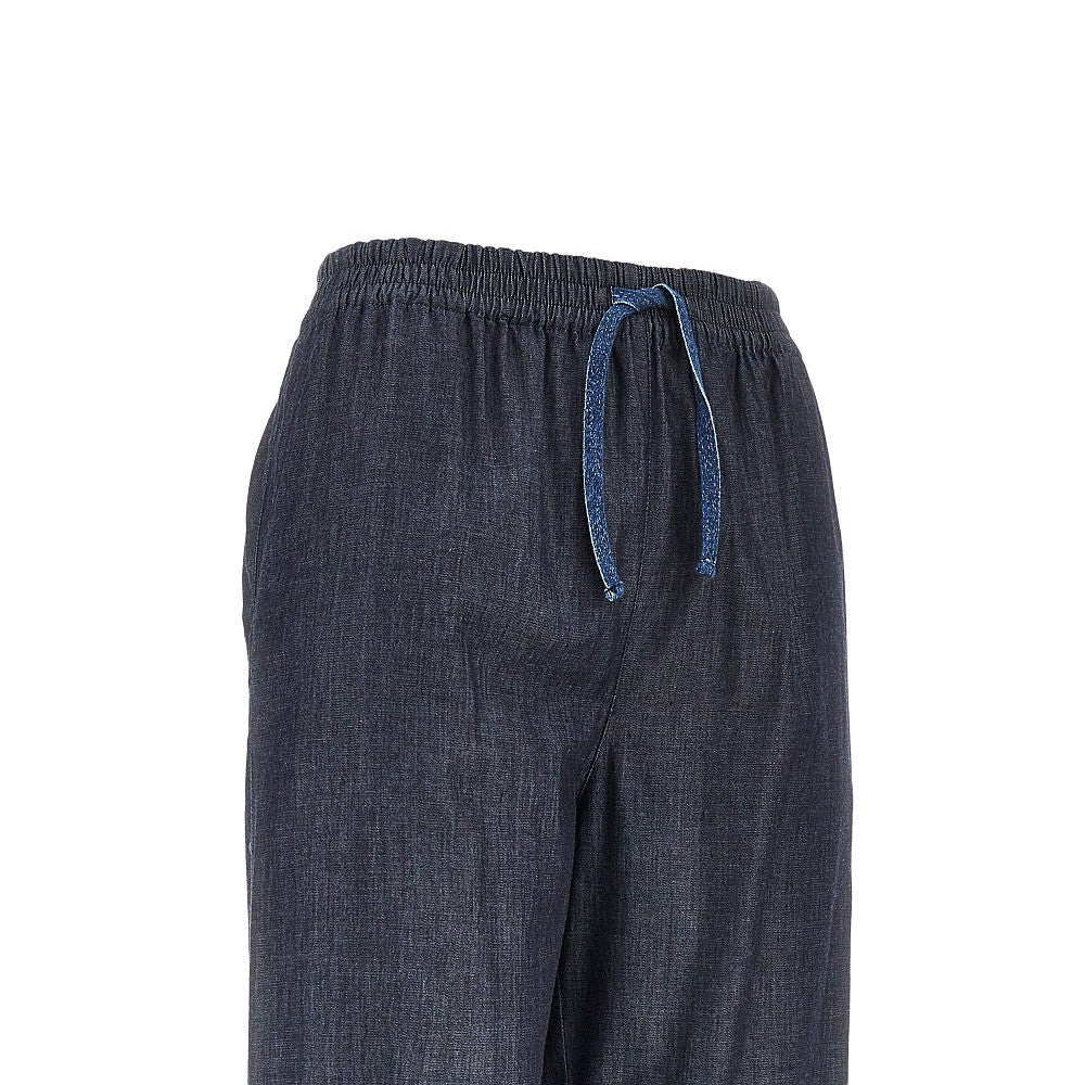 lightweight denim pants with drawstring