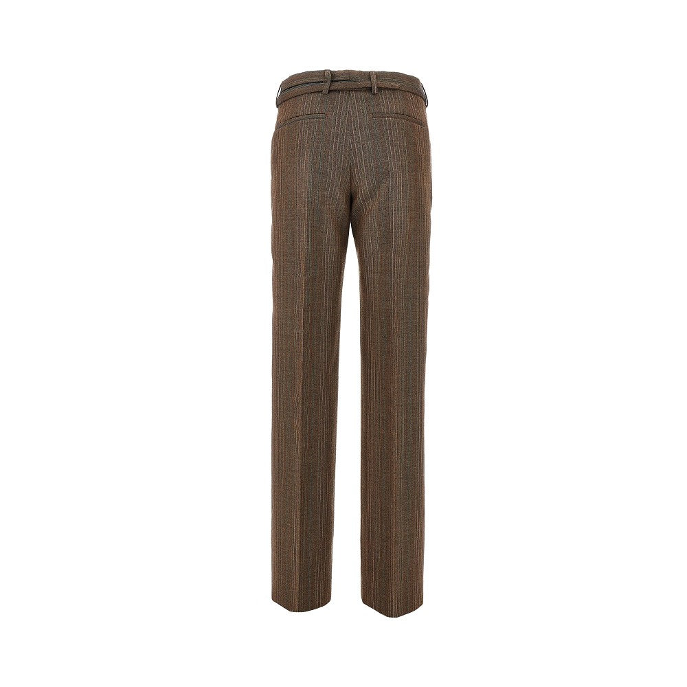 wool straight pants with belt