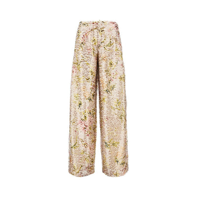 floral motif sequinned pants