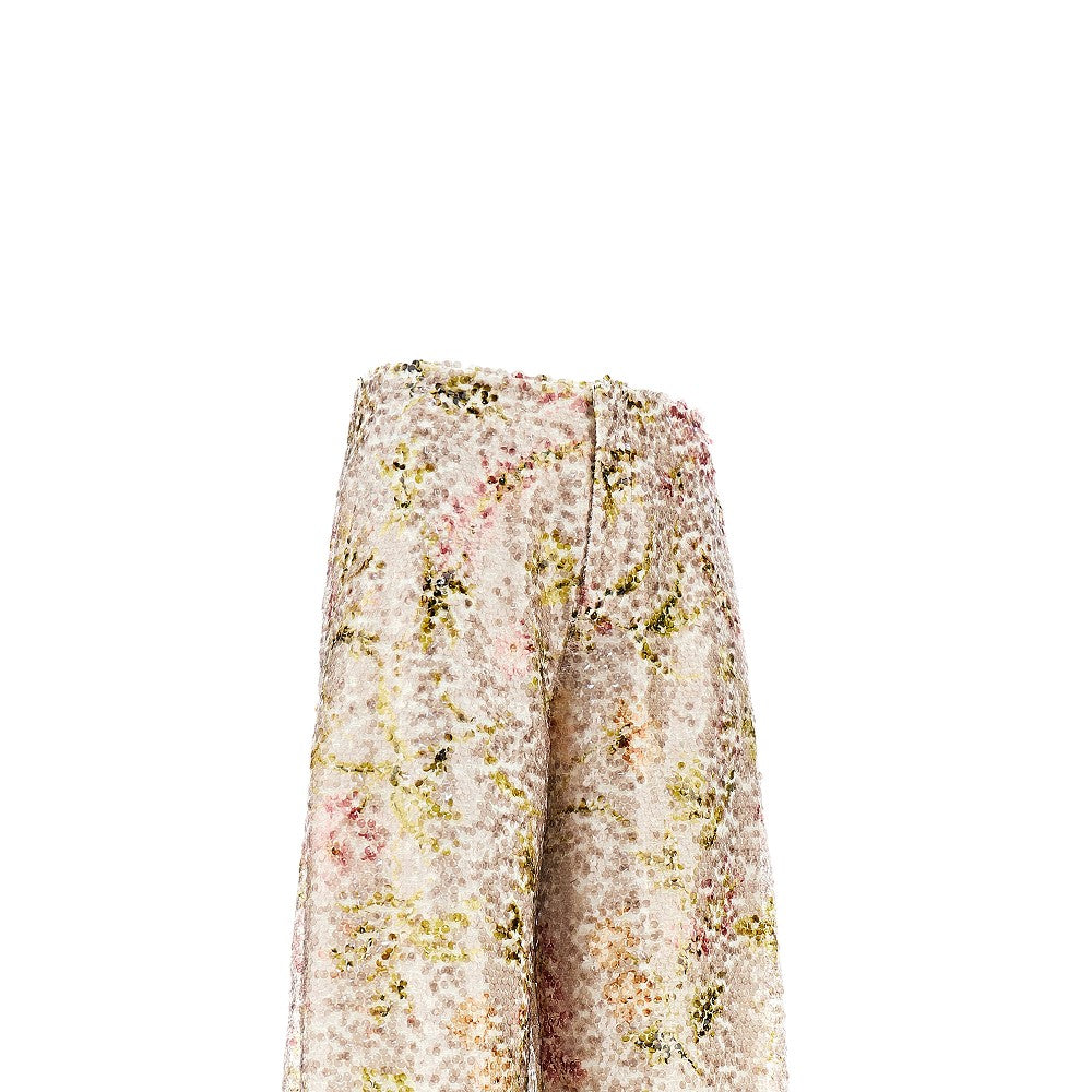 floral motif sequinned pants