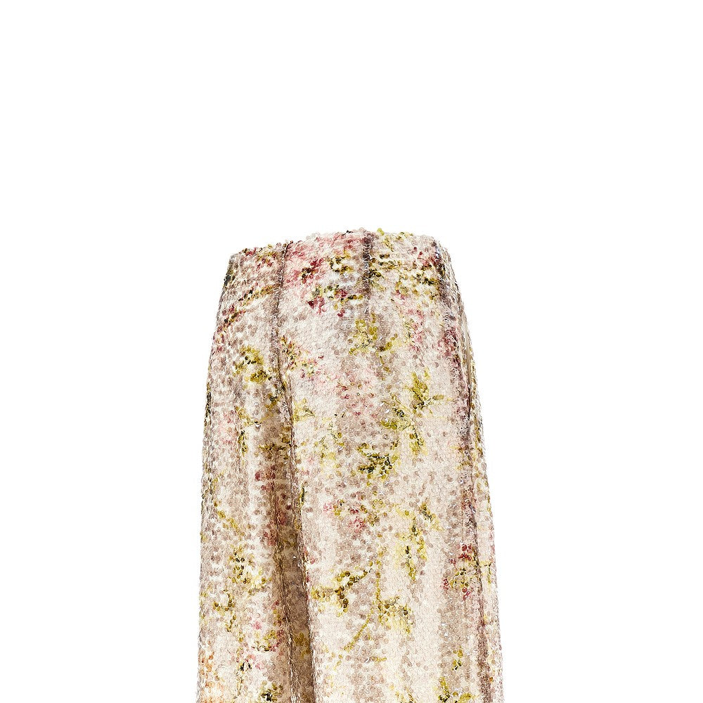 floral motif sequinned pants