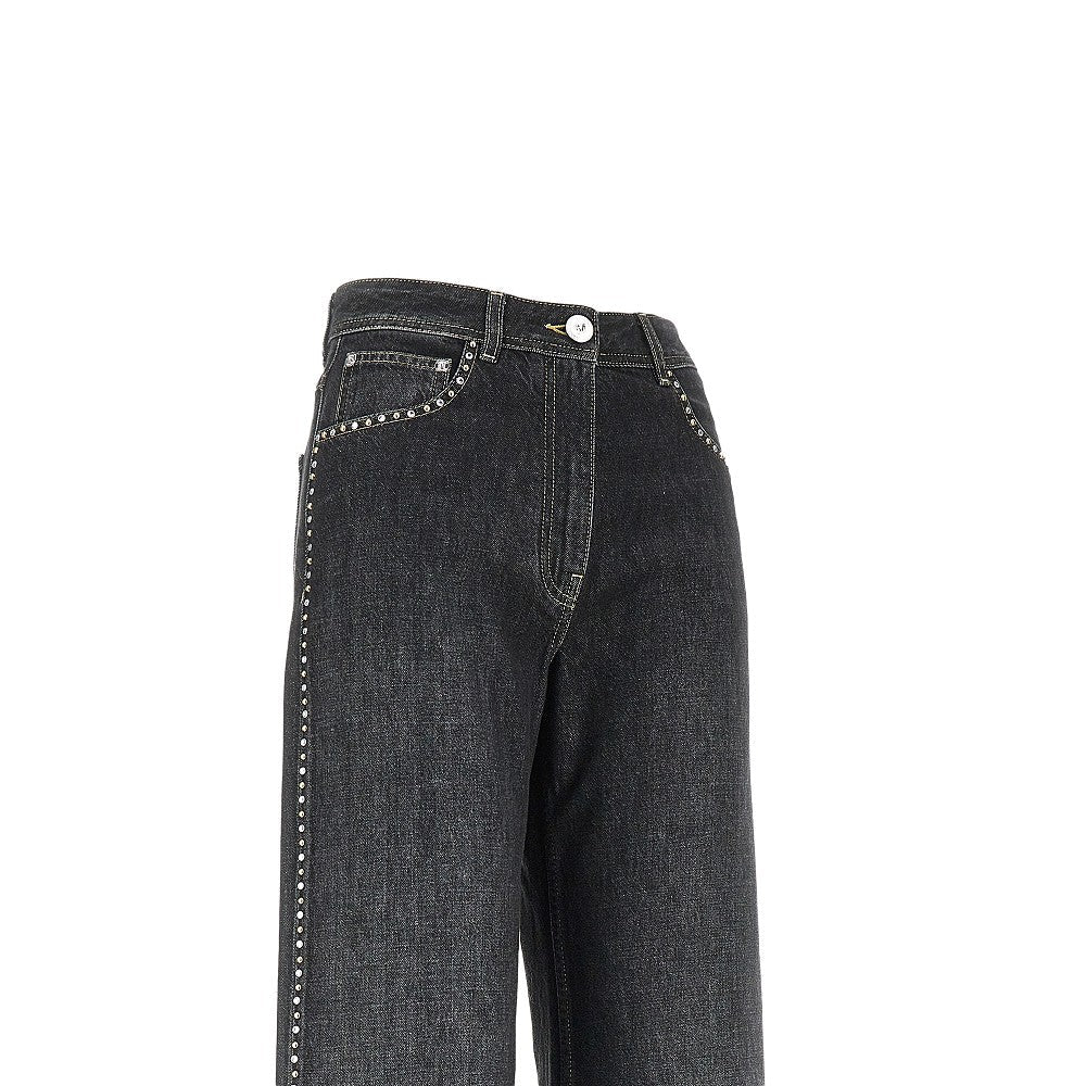 VERSACE 26 high-rise jeans with studs and crystals