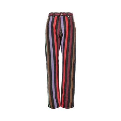 cotton denim jeans with striped motif