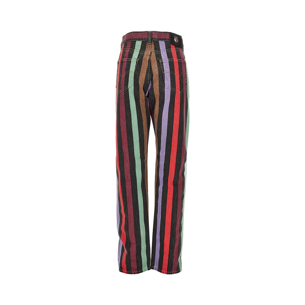 cotton denim jeans with striped motif