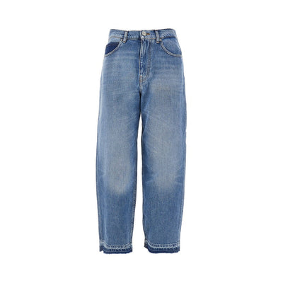 balloon fit jeans with frayed hem
