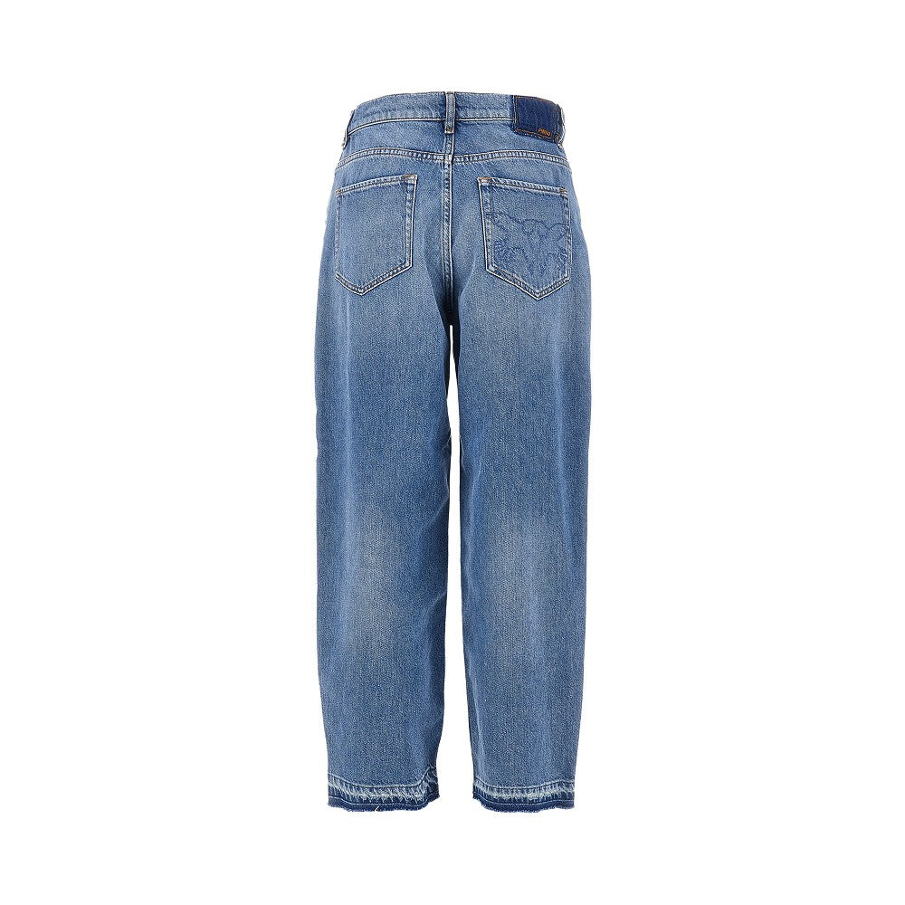 balloon fit jeans with frayed hem