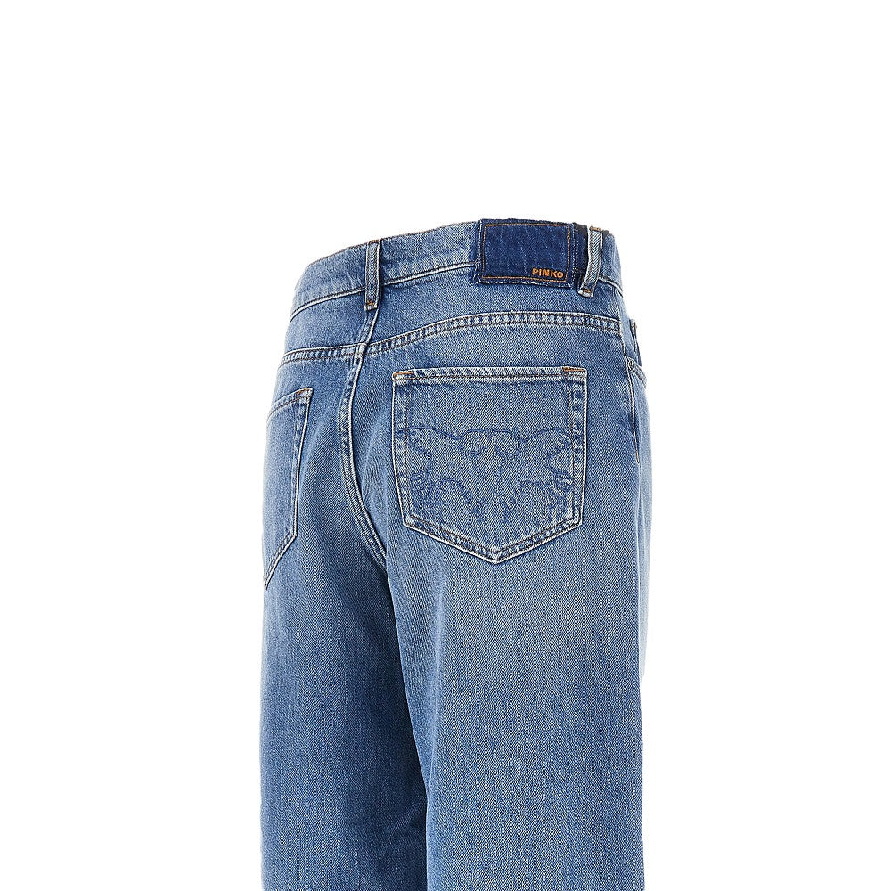 balloon fit jeans with frayed hem