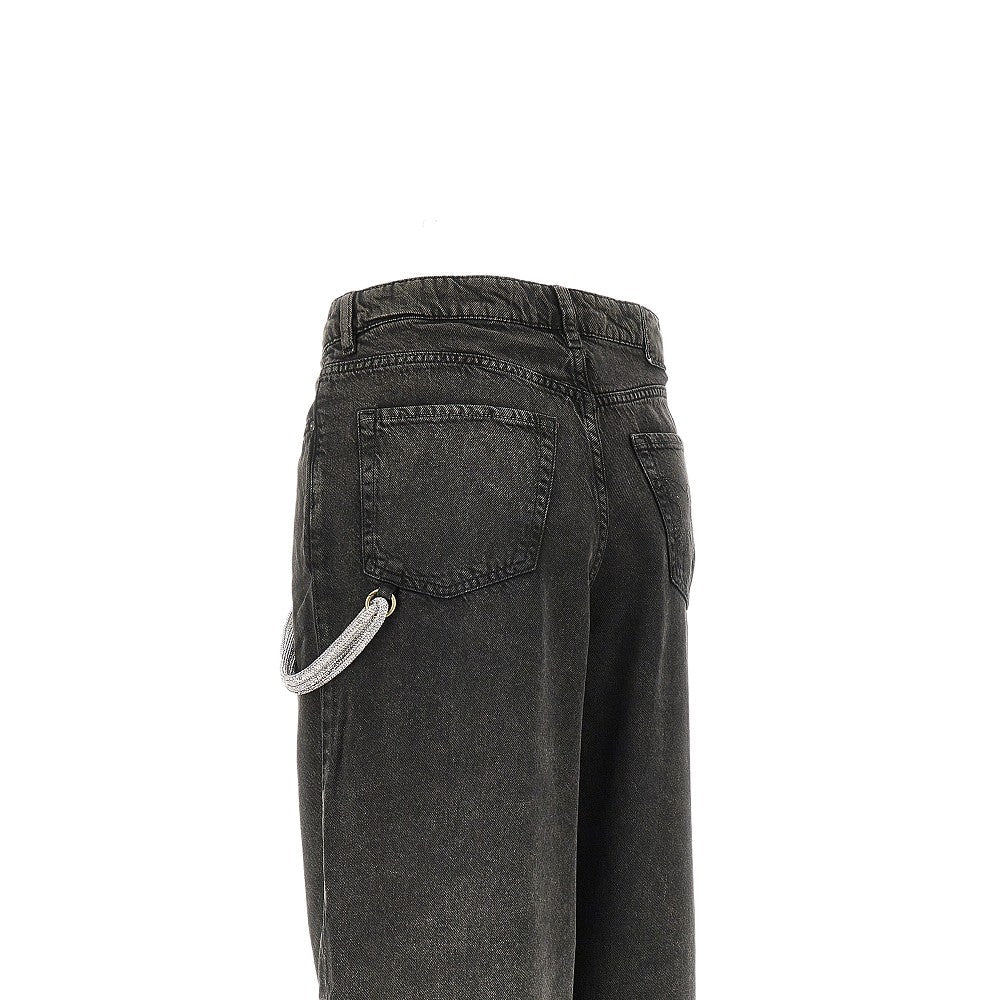 loose fit jeans with strass cord