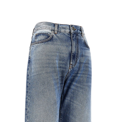 PINKO 29 wide leg jeans with turned-up hem