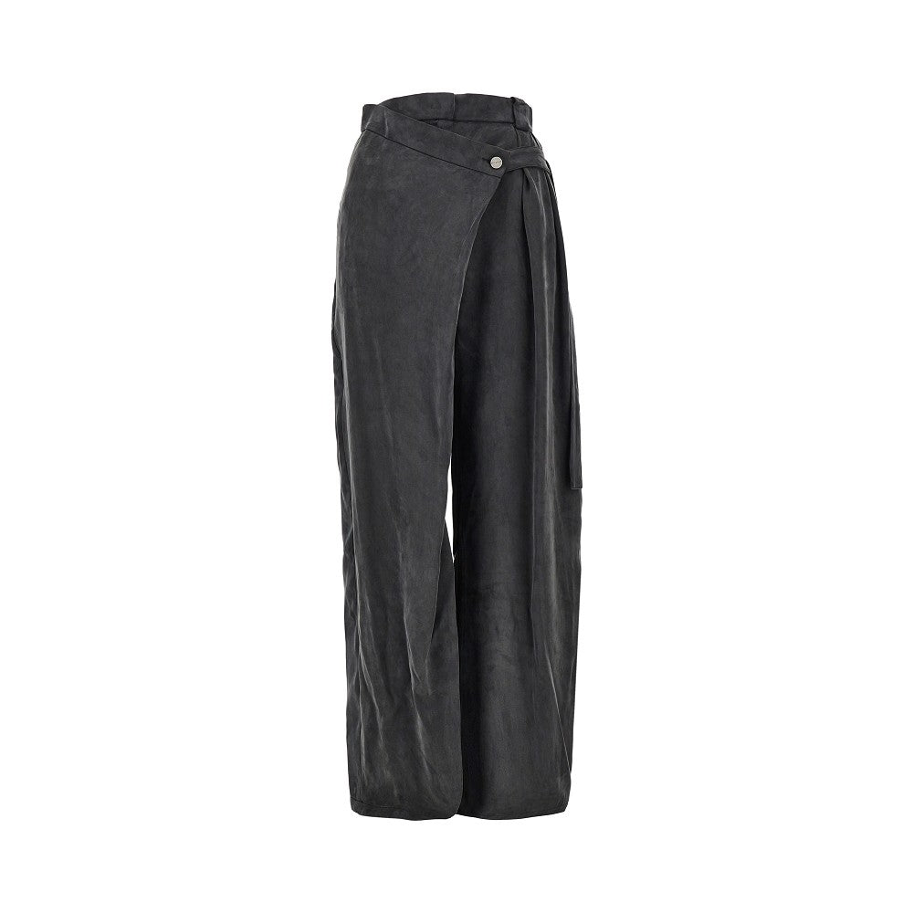 wrap-over twill pants