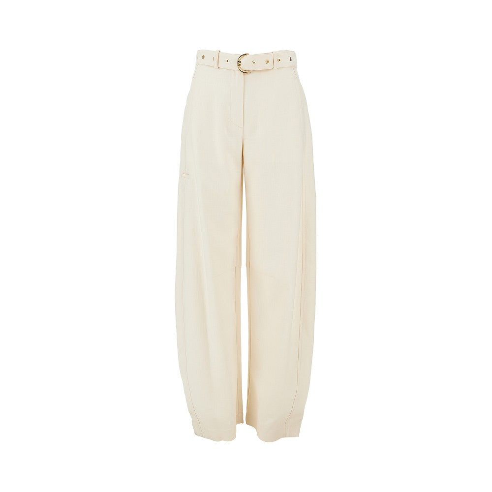 PINKO 40 panama fabric pants with belt