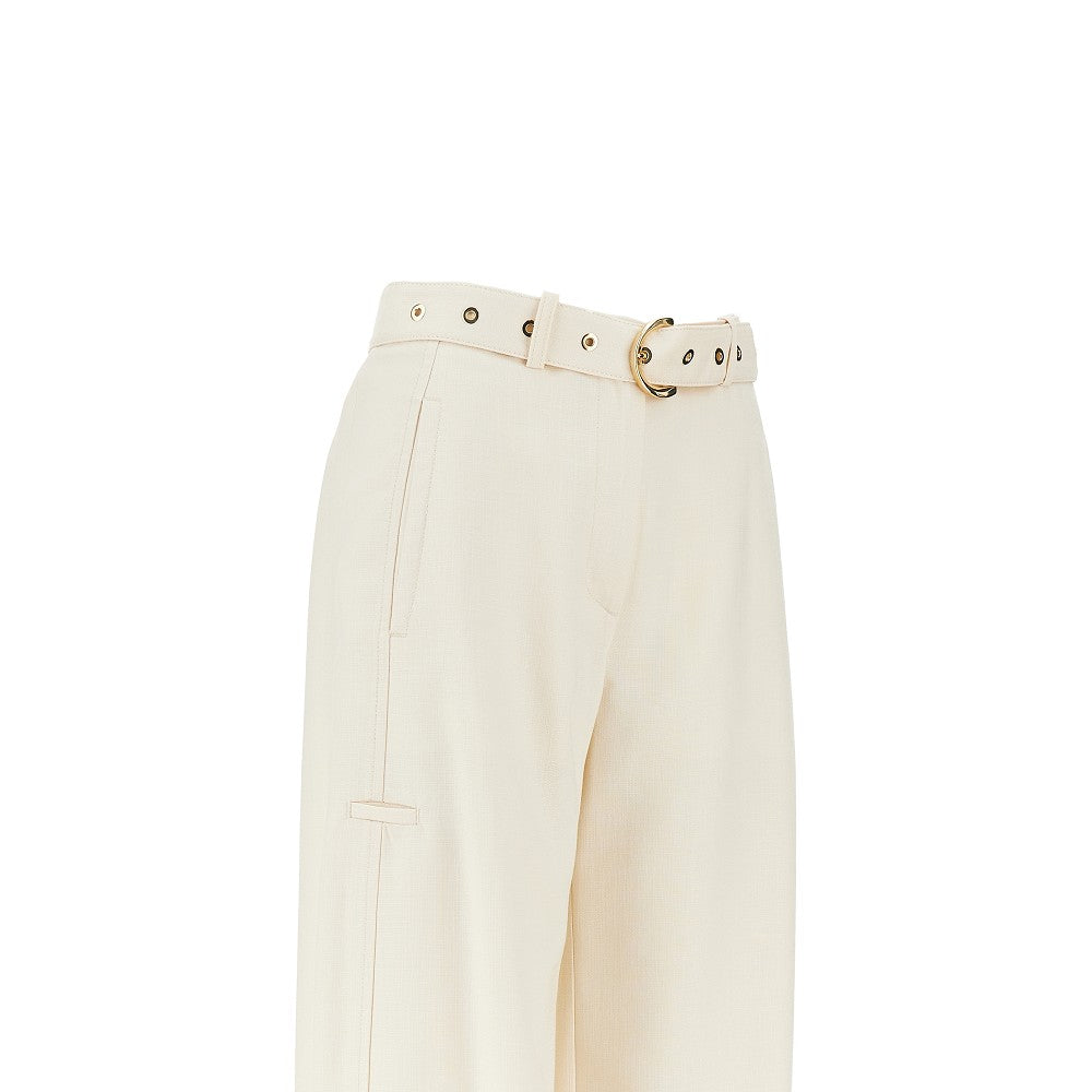 PINKO 40 panama fabric pants with belt