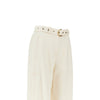 panama fabric pants with belt
