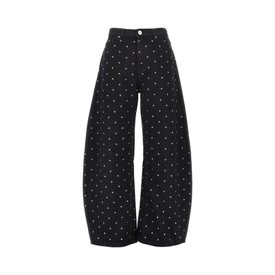 studded barrel fit jeans