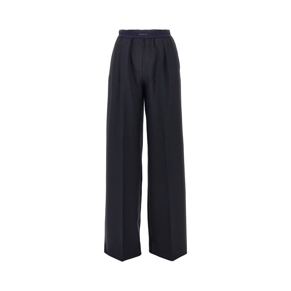 stretch wool-blend wide-leg pants