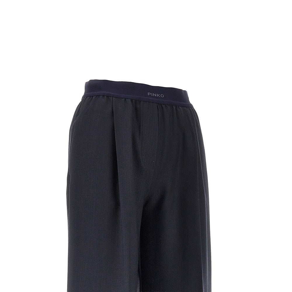 stretch wool-blend wide-leg pants