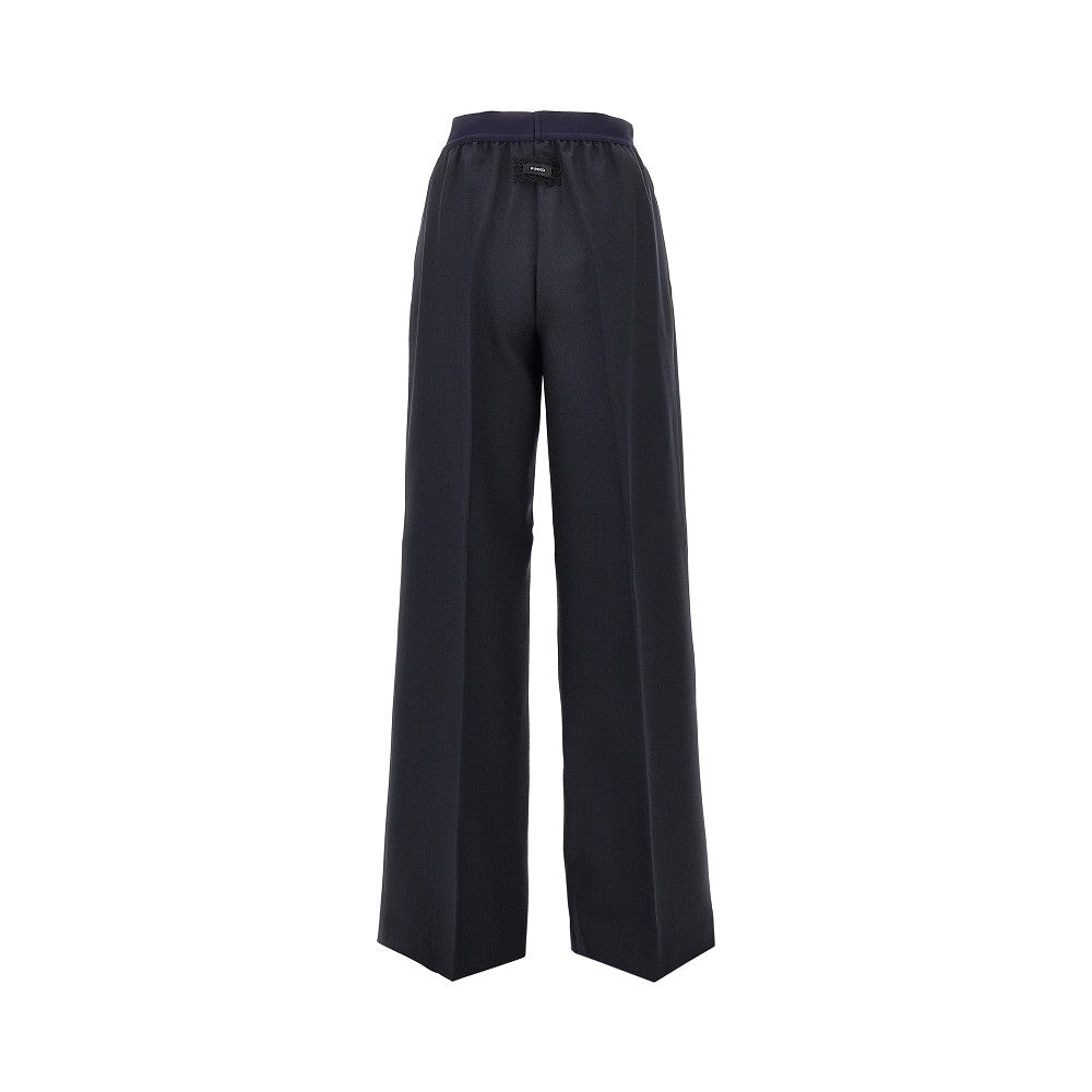 stretch wool-blend wide-leg pants
