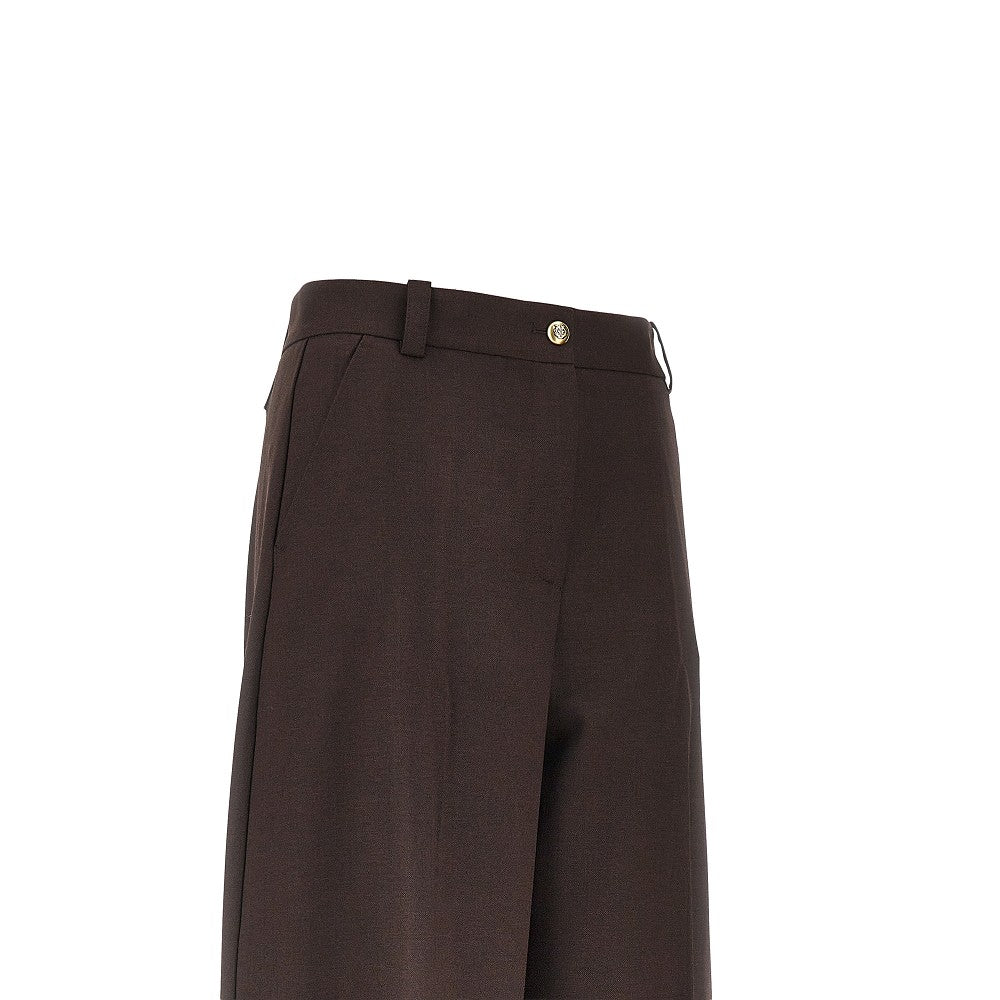wool-blend barrel leg pants