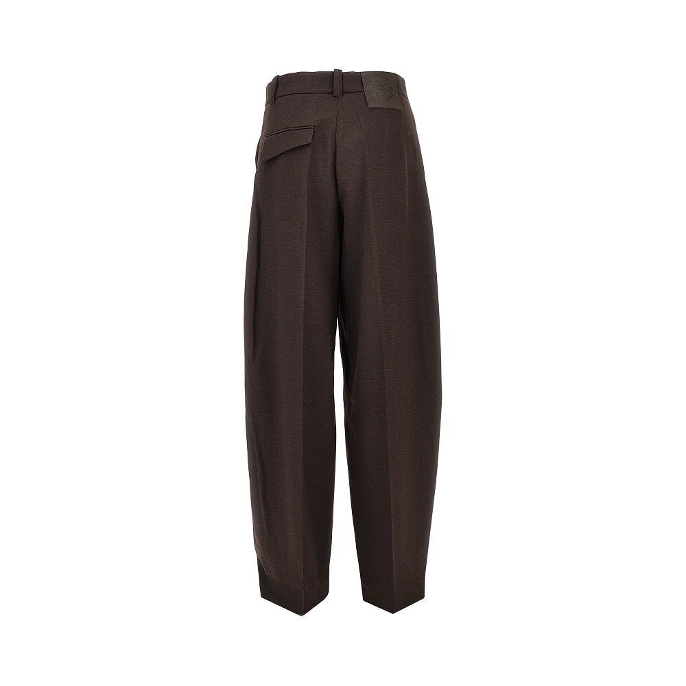 wool-blend barrel leg pants