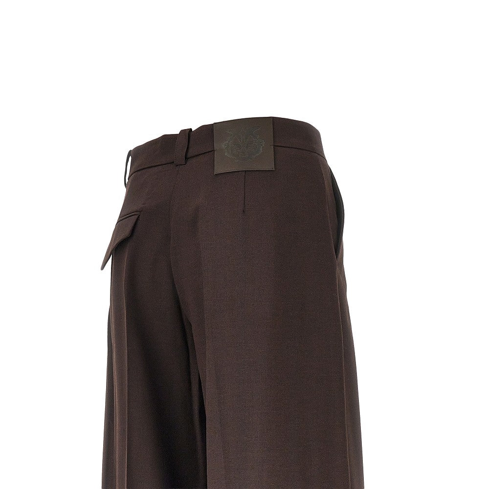 wool-blend barrel leg pants