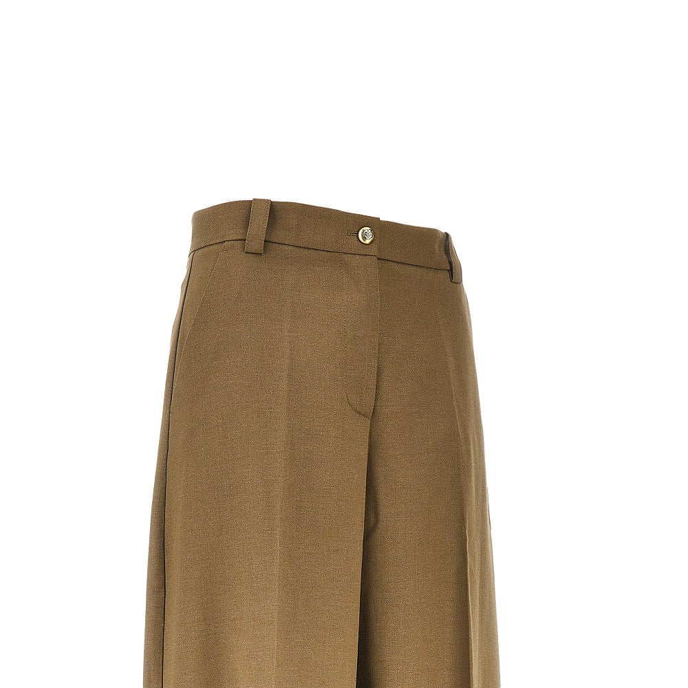 wool-blend barrel leg pants