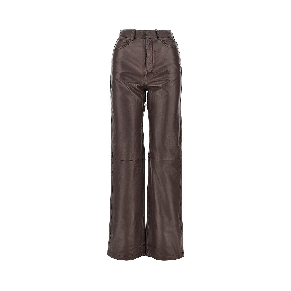 leather straight leg pants