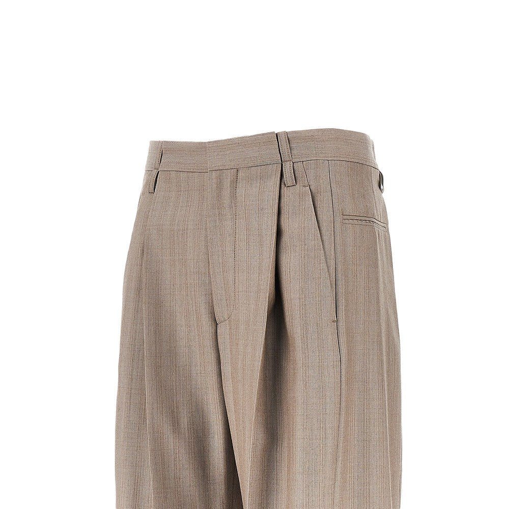 pleated waist wool pants