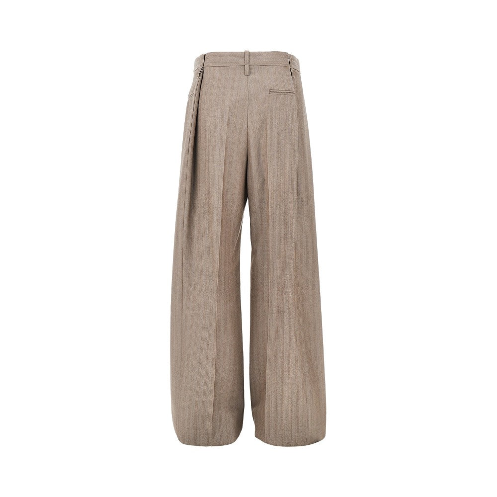 pleated waist wool pants