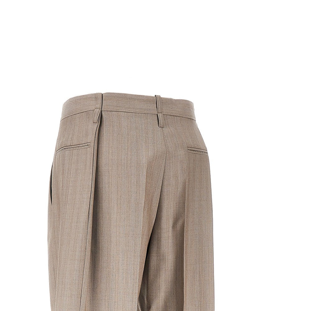 pleated waist wool pants
