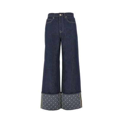 TORY BURCH 25 jacquard monogram cuff jeans